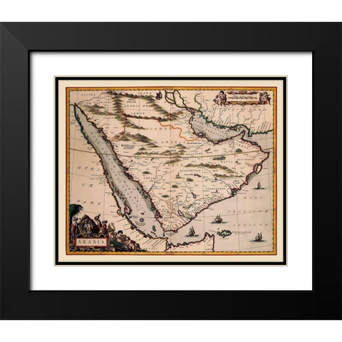 Arabian Peninsula Middle East - Blaeu 1662 Black Modern Wood Framed Art Print with Double Matting by Blaeu
