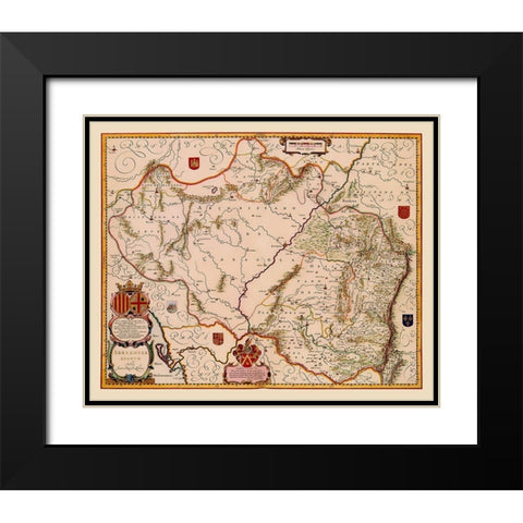 Aragon Spain - Blaeu 1638 Black Modern Wood Framed Art Print with Double Matting by Blaeu