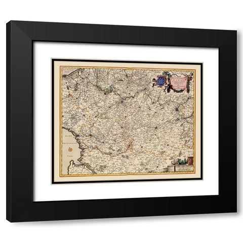 Artois Province France Belgium - Visscher 1681 Black Modern Wood Framed Art Print with Double Matting by Visscher