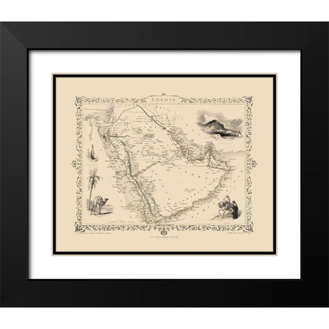 Arabian Peninsula Middle East - Tallis 1851 Black Modern Wood Framed Art Print with Double Matting by Tallis