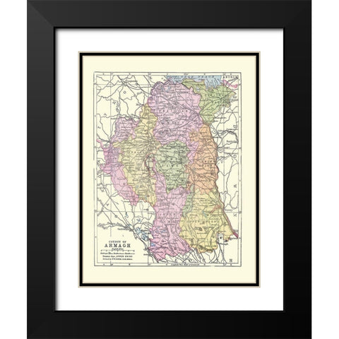 Argentina Chile - Stieler  1885 Black Modern Wood Framed Art Print with Double Matting by Stieler