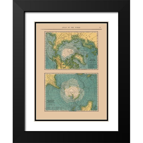 Arctic Antarctic Regions - Hammond 1910 Black Modern Wood Framed Art Print with Double Matting by Hammond