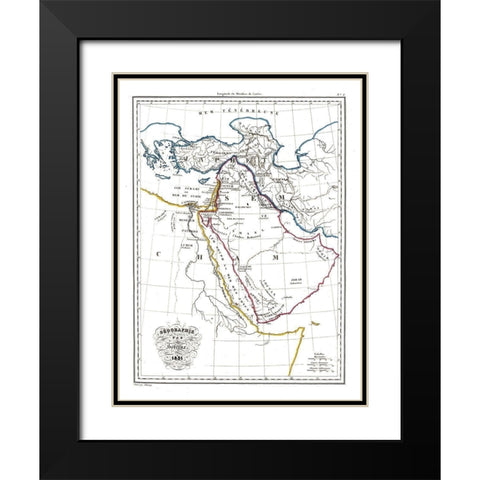 Hebrew Geography Arabia - 1831 Black Modern Wood Framed Art Print with Double Matting by Unknown