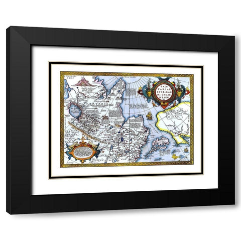 East Asia Japan Alaska - Ortelius 1603 Black Modern Wood Framed Art Print with Double Matting by Ortelius