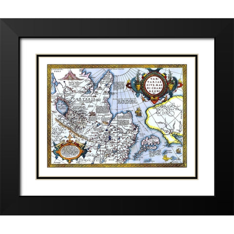 East Asia Japan Alaska - Ortelius 1603 Black Modern Wood Framed Art Print with Double Matting by Ortelius