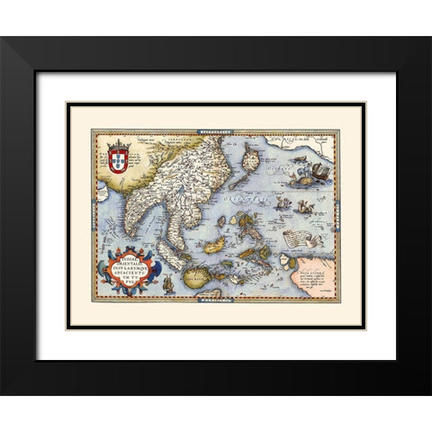 Southeast Asia Indonesia India - Ortelius 1570 Black Modern Wood Framed Art Print with Double Matting by Ortelius