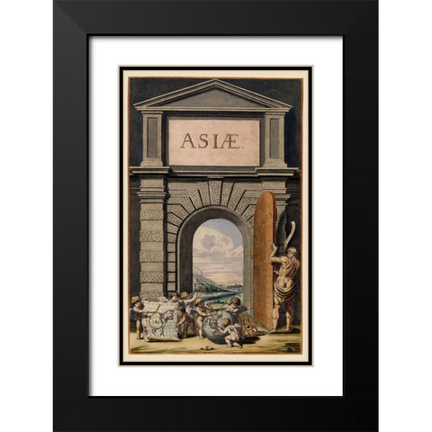 Asia Atlas Title Page - Blaeu 1655 Black Modern Wood Framed Art Print with Double Matting by Blaeu