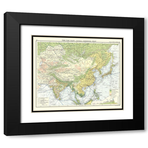 Asia Far East General Commercial Chart Black Modern Wood Framed Art Print with Double Matting by Newnes