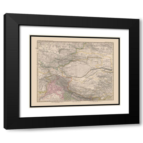 Central Asia - Stieler  1885 Black Modern Wood Framed Art Print with Double Matting by Stieler