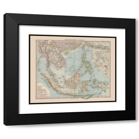 Southeast Asia - Stieler  1885 Black Modern Wood Framed Art Print with Double Matting by Stieler