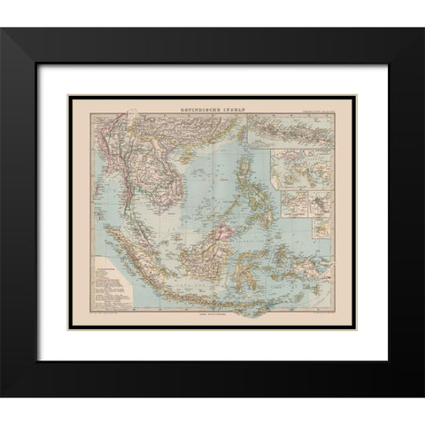 Southeast Asia - Stieler  1885 Black Modern Wood Framed Art Print with Double Matting by Stieler