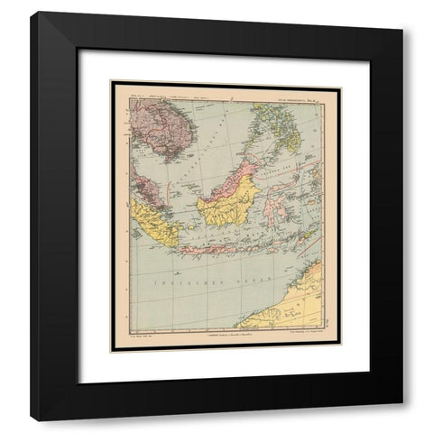 Asia - Streit 1913 Black Modern Wood Framed Art Print with Double Matting by Streit