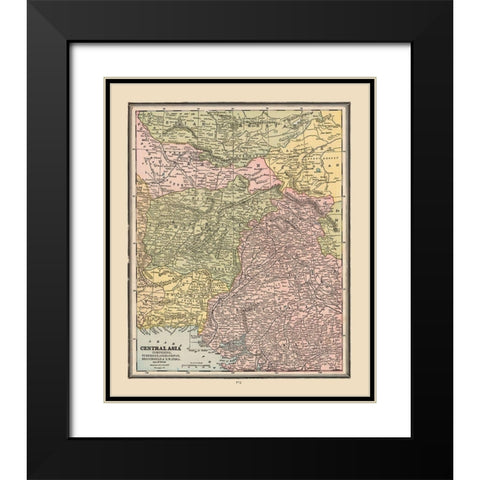 Central Asia - Cram 1888 Black Modern Wood Framed Art Print with Double Matting by Cram