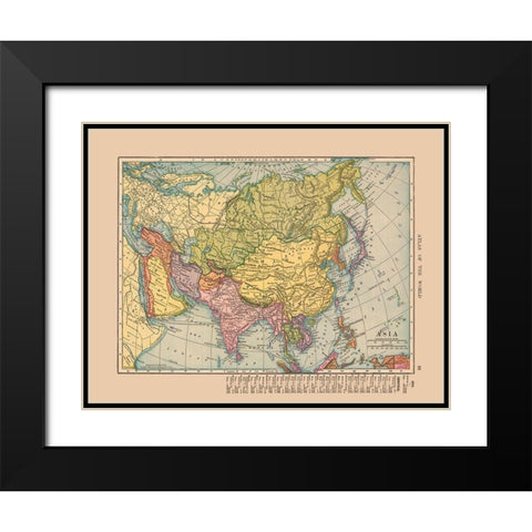Asia - Hammond 1910 Black Modern Wood Framed Art Print with Double Matting by Hammond