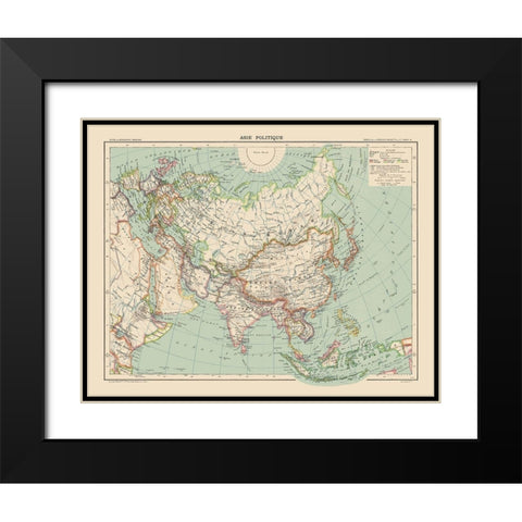 Political of Asia - Schrader 1908 Black Modern Wood Framed Art Print with Double Matting by Schrader