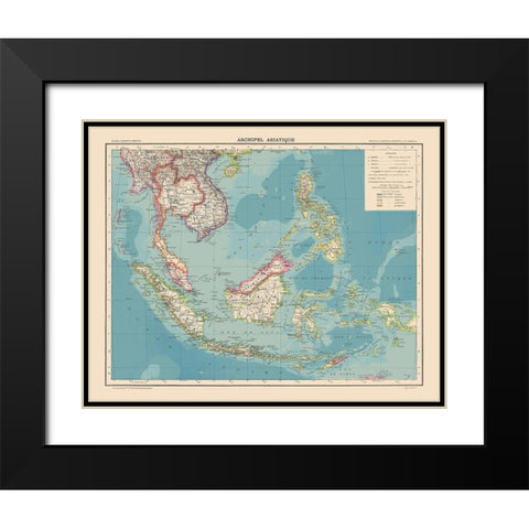 Asiatic Archipelago - Schrader 1908 Black Modern Wood Framed Art Print with Double Matting by Schrader