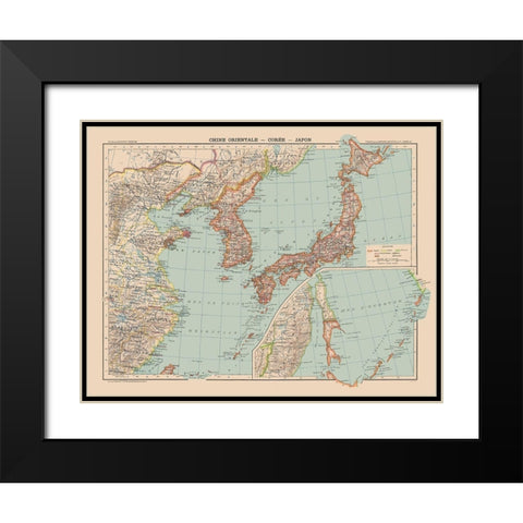 Asia China Korea Japan - Schrader 1908 Black Modern Wood Framed Art Print with Double Matting by Schrader