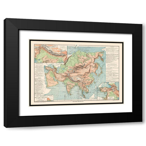 Asia Physical Terrain Floor - Drioux 1882 Black Modern Wood Framed Art Print with Double Matting by Drioux