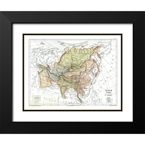 Physical of Asia - Cortambert 1880 Black Modern Wood Framed Art Print with Double Matting by Cortambert