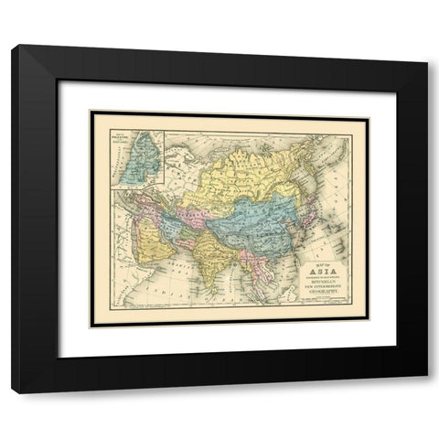 Asia - Mitchell 1869 Black Modern Wood Framed Art Print with Double Matting by Mitchell