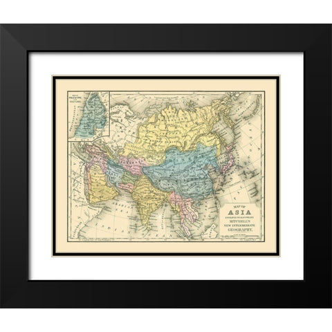 Asia - Mitchell 1869 Black Modern Wood Framed Art Print with Double Matting by Mitchell