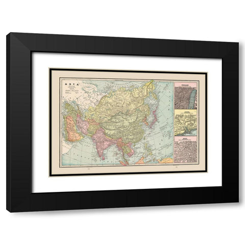 Asia - Cram 1892 Black Modern Wood Framed Art Print with Double Matting by Cram