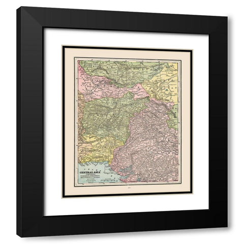 Central Asia - Cram 1892 Black Modern Wood Framed Art Print with Double Matting by Cram