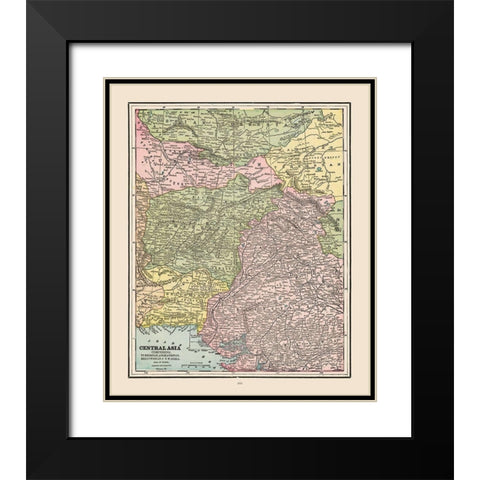 Central Asia - Cram 1892 Black Modern Wood Framed Art Print with Double Matting by Cram