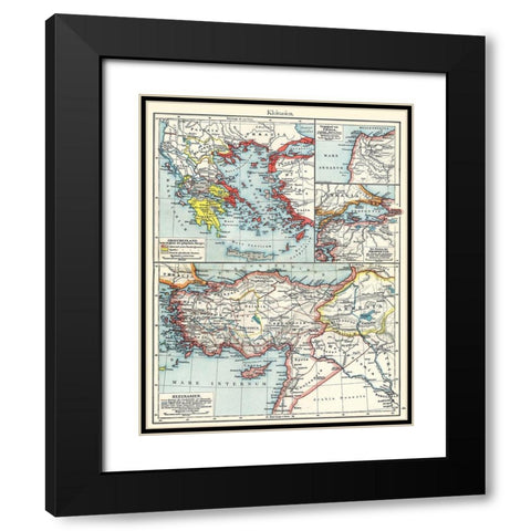 Asia Minor Greece - Putzgers 1897 Black Modern Wood Framed Art Print with Double Matting by Putzgers