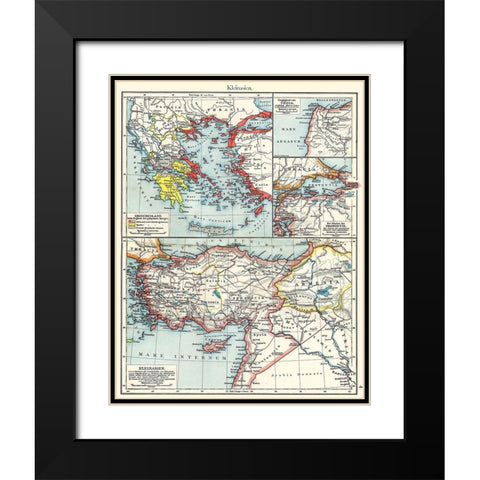 Asia Minor Greece - Putzgers 1897 Black Modern Wood Framed Art Print with Double Matting by Putzgers