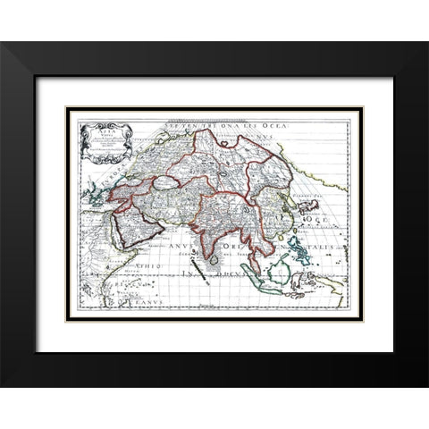 Asia - Sanson 1641 Black Modern Wood Framed Art Print with Double Matting by Sanson