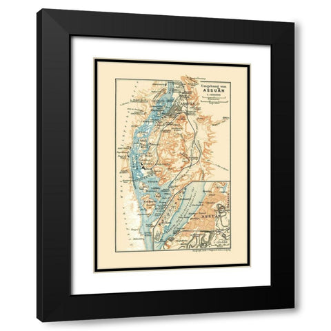 Africa Aswan Egypt - Baedeker 1913 Black Modern Wood Framed Art Print with Double Matting by Baedeker