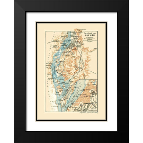 Africa Aswan Egypt - Baedeker 1913 Black Modern Wood Framed Art Print with Double Matting by Baedeker