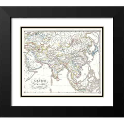 Asia 11-12 Centuries - Spruner 1855 Black Modern Wood Framed Art Print with Double Matting by Spruner