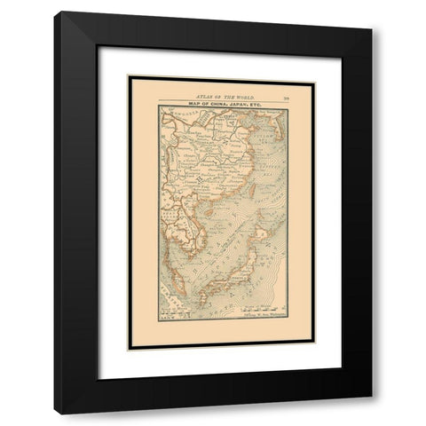 Asia China Japan Korea - Alden 1886 Black Modern Wood Framed Art Print with Double Matting by Alden