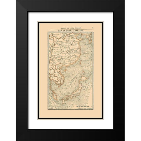 Asia China Japan Korea - Alden 1886 Black Modern Wood Framed Art Print with Double Matting by Alden