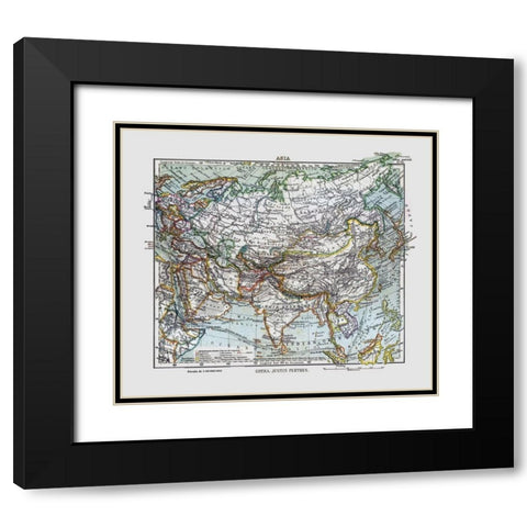 Asia - Perthes 1921 Black Modern Wood Framed Art Print with Double Matting by Perthes