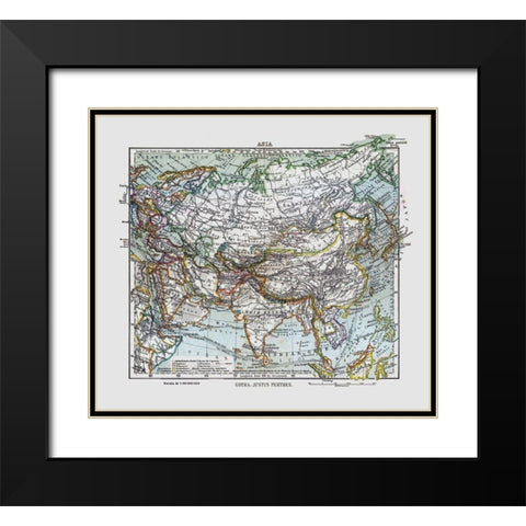 Asia - Perthes 1921 Black Modern Wood Framed Art Print with Double Matting by Perthes
