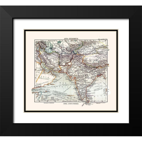 Southwest Asia - Perthes 1921 Black Modern Wood Framed Art Print with Double Matting by Perthes