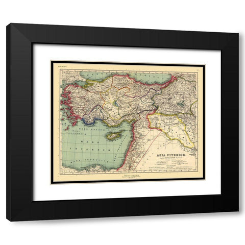 Asia Minor - Kiepert 1903 Black Modern Wood Framed Art Print with Double Matting by Kiepert