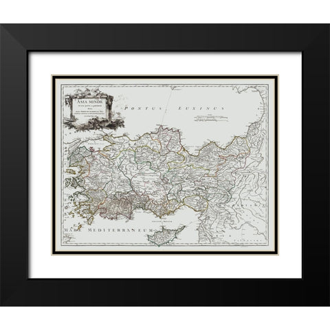 Asia Minor - Vaugondy 1757 Black Modern Wood Framed Art Print with Double Matting by Vaugondy