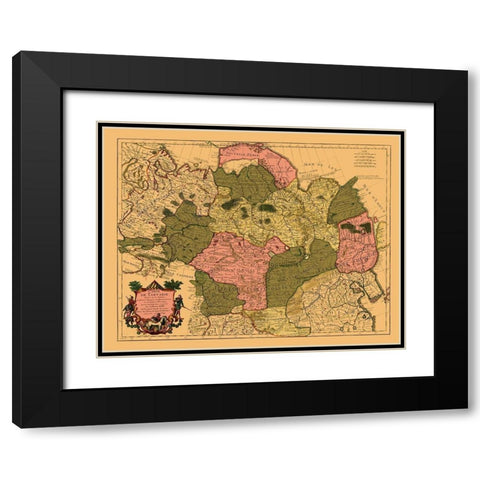 Asia Tartary Siberia - De Lisle 1706 Black Modern Wood Framed Art Print with Double Matting by De L''isle