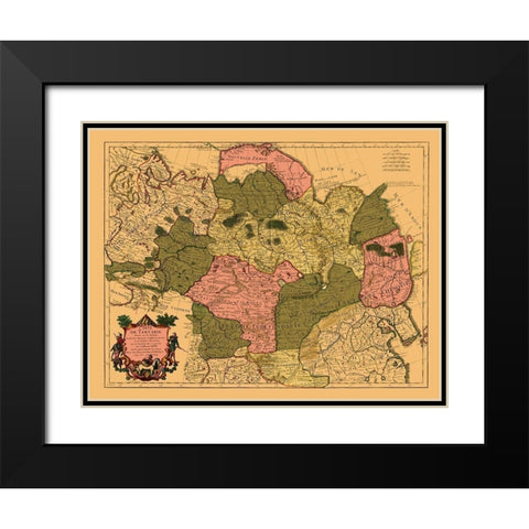 Asia Tartary Siberia - De Lisle 1706 Black Modern Wood Framed Art Print with Double Matting by De L''isle