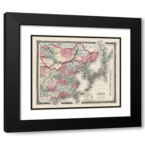 Asia - Colton 1858 Black Modern Wood Framed Art Print with Double Matting by Colton