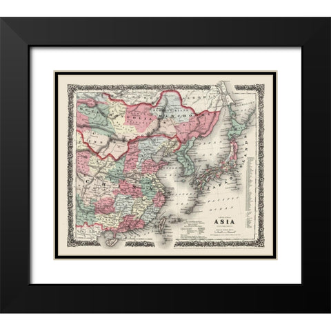 Asia - Colton 1858 Black Modern Wood Framed Art Print with Double Matting by Colton