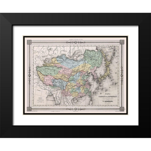 China Japan - Levasseur Black Modern Wood Framed Art Print with Double Matting by Levasseur
