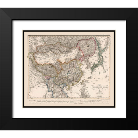 Asia Chinese Empire Japan - Stieler 1826 Black Modern Wood Framed Art Print with Double Matting by Stieler