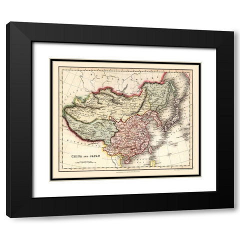 China Japan - Higgins 1832 Black Modern Wood Framed Art Print with Double Matting by Higgins