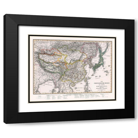 China Japan - Perthes 1833 Black Modern Wood Framed Art Print with Double Matting by Perthes
