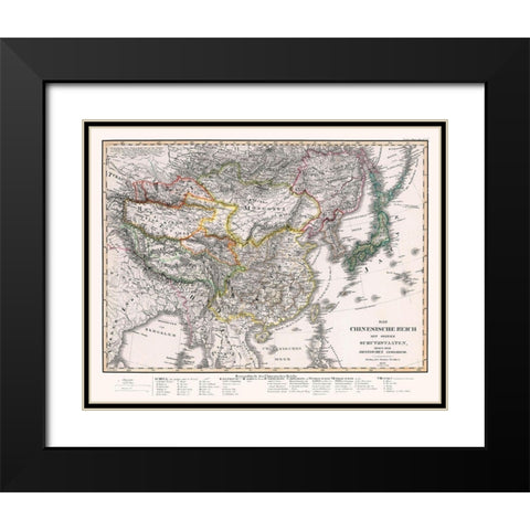 China Japan - Perthes 1833 Black Modern Wood Framed Art Print with Double Matting by Perthes